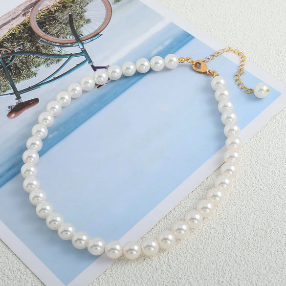 Wholesale Jewelry Elegant Solid Color Glass Copper 18K Gold Plated Necklace