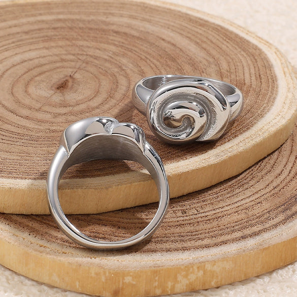 Wholesale Jewelry Elegant 316L Stainless Steel Geometric Rotating Ring Electroplated Fashion Jewelry For Women