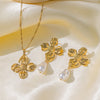 Wholesale Jewelry Elegant Vintage Style Classic Style Flower 304 Stainless Steel Plastic 18K Gold Plated Polishing Plating Earrings Necklace