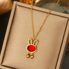 Wholesale Jewelry Elegant Water Droplets Heart Shape Flower Titanium Steel Pendant Necklace