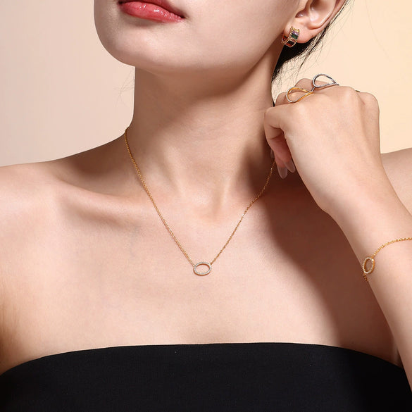 Wholesale Jewelry Elegant Zircon 316L Stainless Steel Ring Bracelet Necklace Electroplated