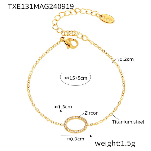 Wholesale Jewelry Elegant Zircon 316L Stainless Steel Ring Bracelet Necklace Electroplated