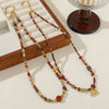 Wholesale Jewelry Elephant Pendant Clavicle Chain Titanium Steel Czech Beads Red Agate Natural Stone Handmade For Women