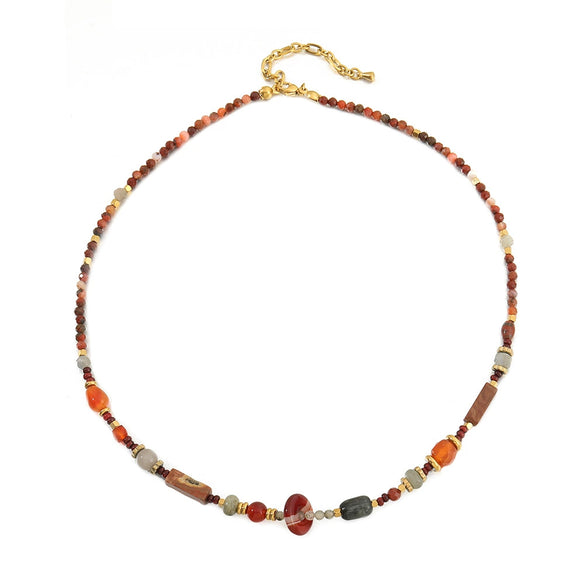 Wholesale Jewelry Elephant Pendant Clavicle Chain Titanium Steel Czech Beads Red Agate Natural Stone Handmade For Women