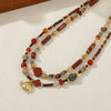 Wholesale Jewelry Elephant Pendant Clavicle Chain Titanium Steel Czech Beads Red Agate Natural Stone Handmade For Women