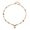 Wholesale Jewelry Elephant Pendant Clavicle Chain Titanium Steel Czech Beads Red Agate Natural Stone Handmade For Women