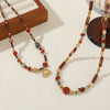 Wholesale Jewelry Elephant Pendant Clavicle Chain Titanium Steel Czech Beads Red Agate Natural Stone Handmade For Women