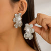 Wholesale Jewelry Exaggerated Alloy Ginkgo Leaf And Flower Pattern Earrings For Women Electroplated