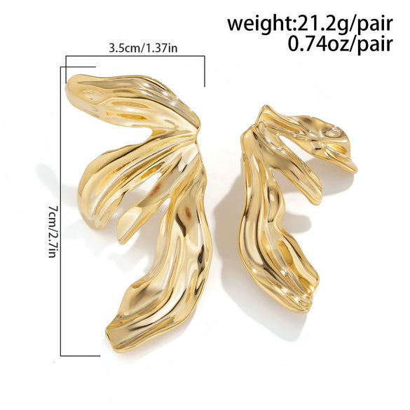 Wholesale Jewelry Exaggerated Alloy Ginkgo Leaf And Flower Pattern Earrings For Women Electroplated