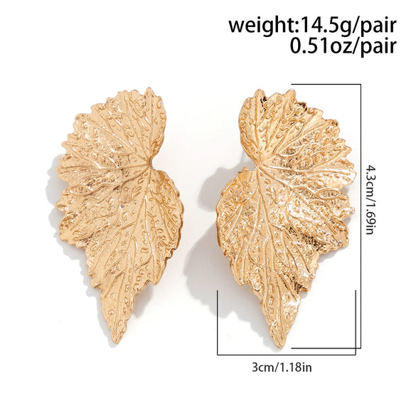 Wholesale Jewelry Exaggerated Alloy Ginkgo Leaf And Flower Pattern Earrings For Women Electroplated