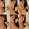 Wholesale Jewelry Exaggerated Alloy Ginkgo Leaf And Flower Pattern Earrings For Women Electroplated