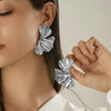 Wholesale Jewelry Exaggerated Alloy Ginkgo Leaf And Flower Pattern Earrings For Women Electroplated