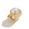 Wholesale Jewelry Exaggerated Alloy Imitation Pearl Geometric Ring With Electroplating