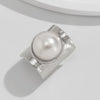 Wholesale Jewelry Exaggerated Alloy Imitation Pearl Geometric Ring With Electroplating