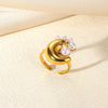 Wholesale Jewelry Exaggerated Beach Geometric 304 Stainless Steel Artificial Pearls Asymmetrical Plating Open Rings