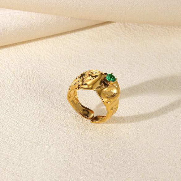 Wholesale Jewelry Exaggerated Beach Geometric 304 Stainless Steel Artificial Pearls Asymmetrical Plating Open Rings