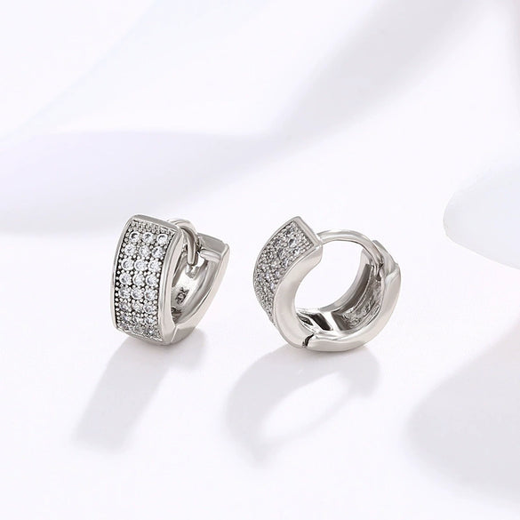 Wholesale Jewelry Exaggerated Double Row Shiny Zircon Inlaid Geometric Earrings Electroplated For Women