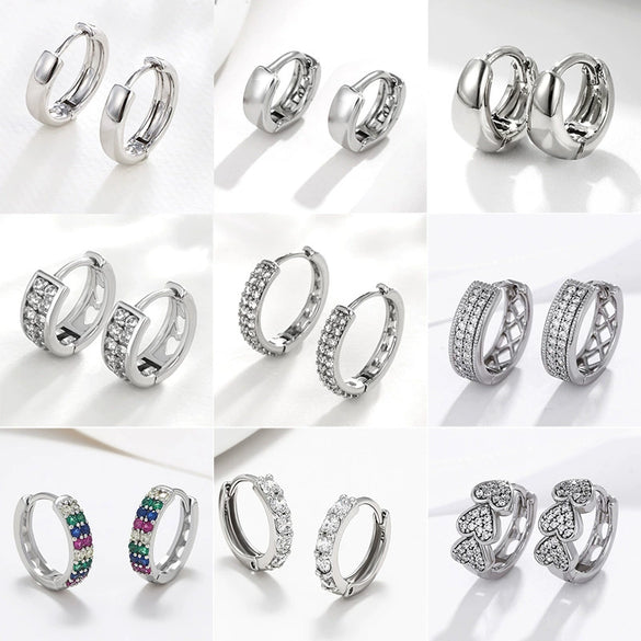 Wholesale Jewelry Exaggerated Double Row Shiny Zircon Inlaid Geometric Earrings Electroplated For Women