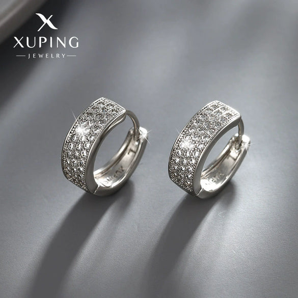Wholesale Jewelry Exaggerated Double Row Shiny Zircon Inlaid Geometric Earrings Electroplated For Women
