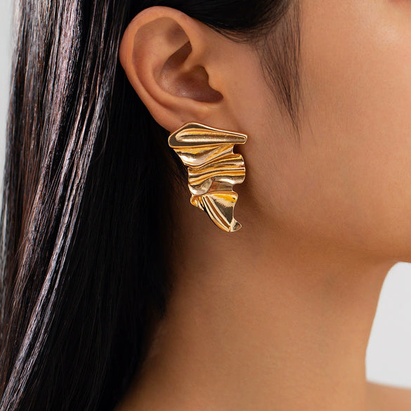 Wholesale Jewelry Exaggerated Geometric Alloy Electroplated Folding Earrings For Women