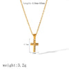 Wholesale Jewelry Exaggerated Niche Joker Diamond Cross Pendant Necklace Titanium Steel Inlaid Hao Stone Stainless Steel Geometric Electroplated