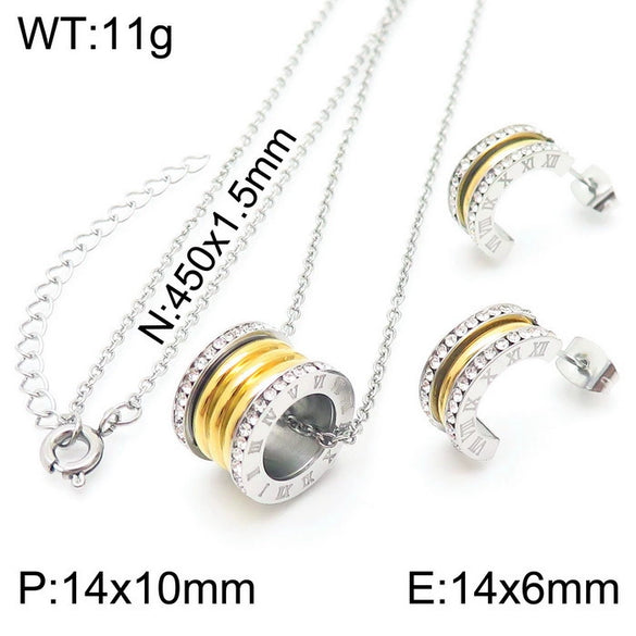 Wholesale Jewelry Exaggerated Personality Metal O Chain Titanium Steel Electroplated Unisex Jewelry Set