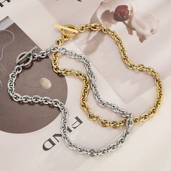 Wholesale Jewelry Exaggerated Personality Metal O Chain Titanium Steel Electroplated Unisex Jewelry Set