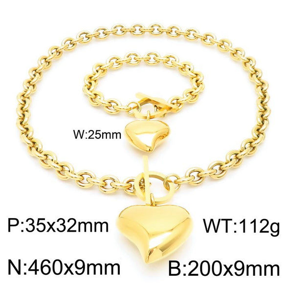 Wholesale Jewelry Exaggerated Personality Metal O Chain Titanium Steel Electroplated Unisex Jewelry Set