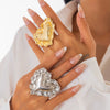 Wholesale Jewelry Exaggerated Three Dimensional Love Shaped Zinc Alloy Ring With Electroplating