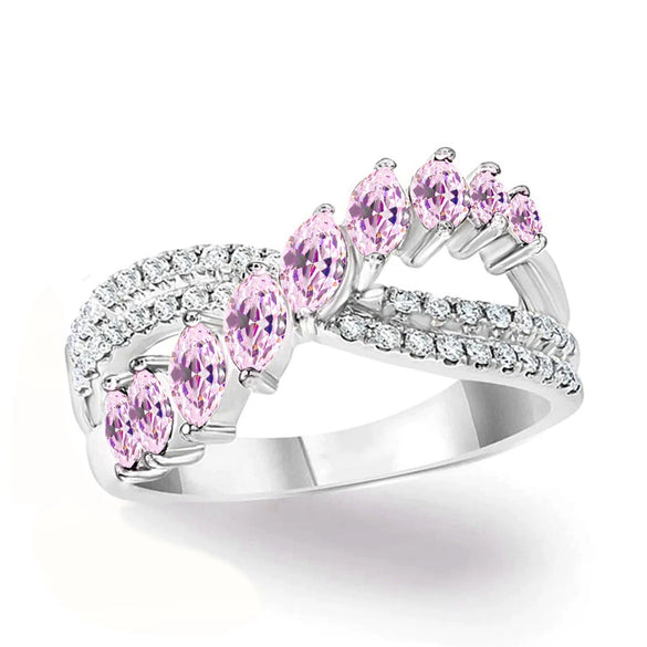 Wholesale Jewelry Exotic Geometric Copper Ring With Zirconia Inlay