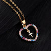 Wholesale Jewelry Exotic Geometric Heartshaped Copper Necklace With Micropaved Colorful Zircon And Electroplating