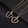Wholesale Jewelry Exotic Geometric Heartshaped Copper Necklace With Micropaved Colorful Zircon And Electroplating