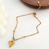 Wholesale Jewelry Fairy Style Vacation Simple Style Heart Shape 316L Stainless Steel  Rhinestones 18K Gold Plated Inlay Anklet