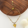 Wholesale Jewelry Fairy Style Vacation Simple Style Heart Shape 316L Stainless Steel  Rhinestones 18K Gold Plated Inlay Anklet