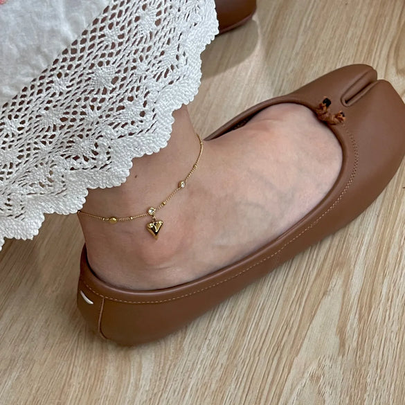 Wholesale Jewelry Fairy Style Vacation Simple Style Heart Shape 316L Stainless Steel  Rhinestones 18K Gold Plated Inlay Anklet