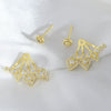 Wholesale Jewelry Fanshaped Rhombus Pattern Copper Colorpreserving Electroplated Women's Rear Hanging Earrings Twowear Ins Earrings