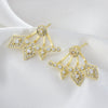 Wholesale Jewelry Fanshaped Rhombus Pattern Copper Colorpreserving Electroplated Women's Rear Hanging Earrings Twowear Ins Earrings