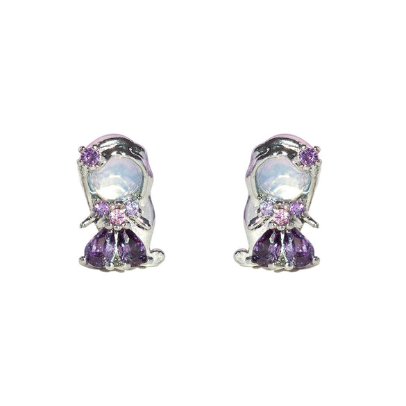 Wholesale Jewelry Fashion Cartoon Characters S925 Silver And Copper Earrings Set With Microinlaid Zircon For Women