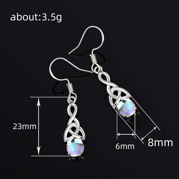 Wholesale Jewelry Fashion Copper Mixed Gem Inlay Zircon Dropshaped Ochain Ear Hook Necklace And Earrings Set