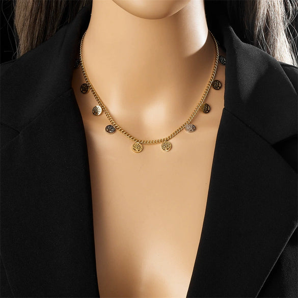 Wholesale Jewelry Fashion Design Butterfly Pendant Stainless Steel Gold Plated Chain Necklace