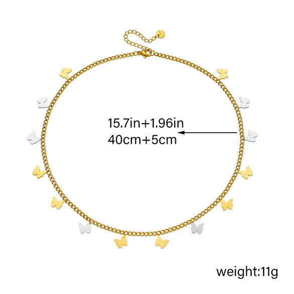 Wholesale Jewelry Fashion Design Butterfly Pendant Stainless Steel Gold Plated Chain Necklace