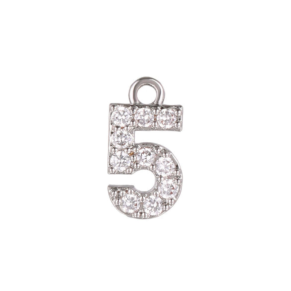 Wholesale Jewelry Fashion Digital Brass Goldplated Inlaid Zircon Pendant Necklace Accessories