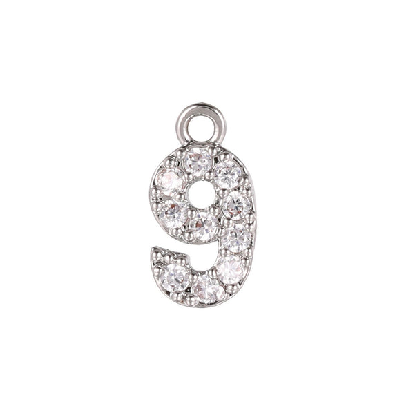 Wholesale Jewelry Fashion Digital Brass Goldplated Inlaid Zircon Pendant Necklace Accessories