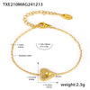 Wholesale Jewelry Fashion Double Layer Love Heart 316L Stainless Steel Plated 18K Gold Necklace Bracelet Set