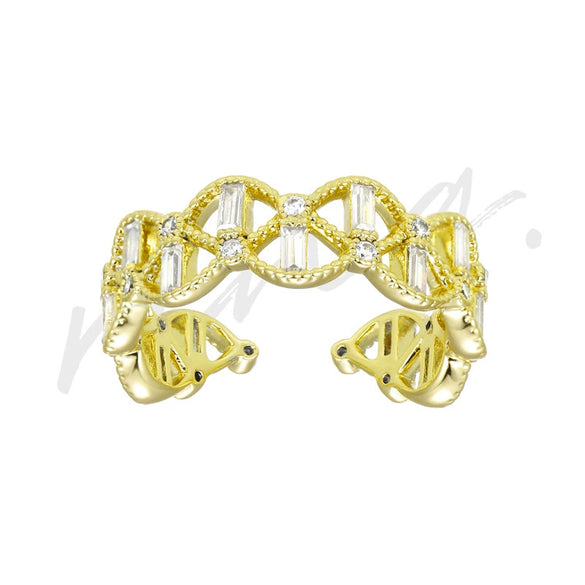 Wholesale Jewelry Fashion Elegant Hollow Adjustable U Shaped Copper Alloy Women's Ring