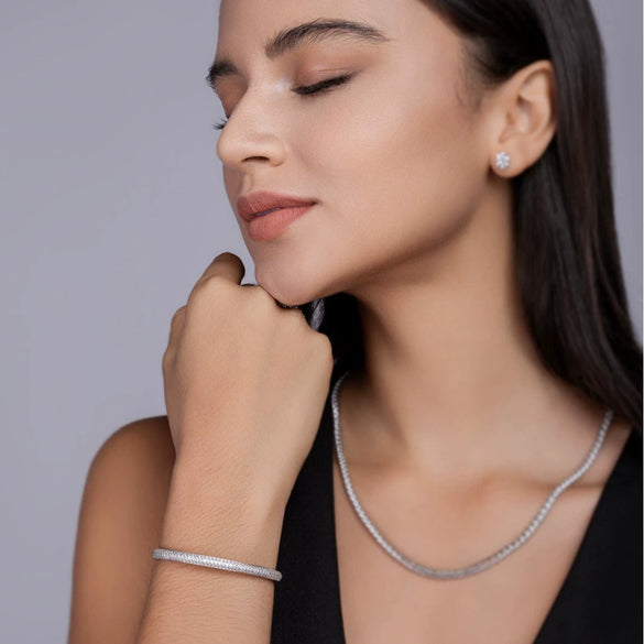 Wholesale Jewelry Fashion Elegant Live Buckle Bracelet 925 Sterling Silver Moissanite Inlaid Women's