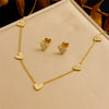 Wholesale Jewelry Fashion Exquisite Stainless Steel Love Pattern Earrings Necklace Bracelet Set With Electroplating Treatment