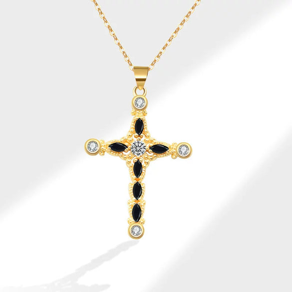 Wholesale Jewelry Fashion Geometric Copper Cross Pendant Electroplated Clavicle Chain For Women