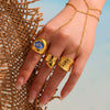 Wholesale Jewelry Fashion Geometric Heart Stainless Steel Ring Plated With Real Gold