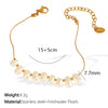 Wholesale Jewelry Fashion Geometric Natural Freshwater Pearl 316L Stainless Steel 18K Gold Plated Necklace And Bracelet For Women